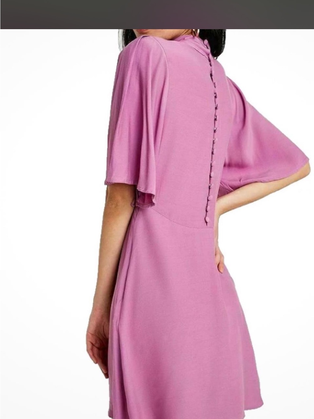 Free People Mauve Button-Back Flutter Mini Dress
